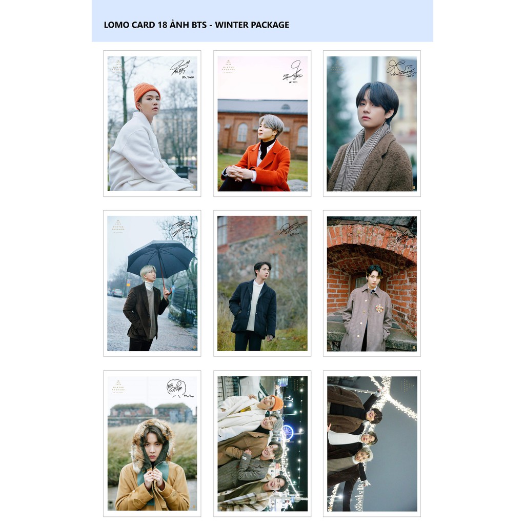 Lomo Card BTS - Winter Package Preview ( 18 ảnh có chữ ký kèm)