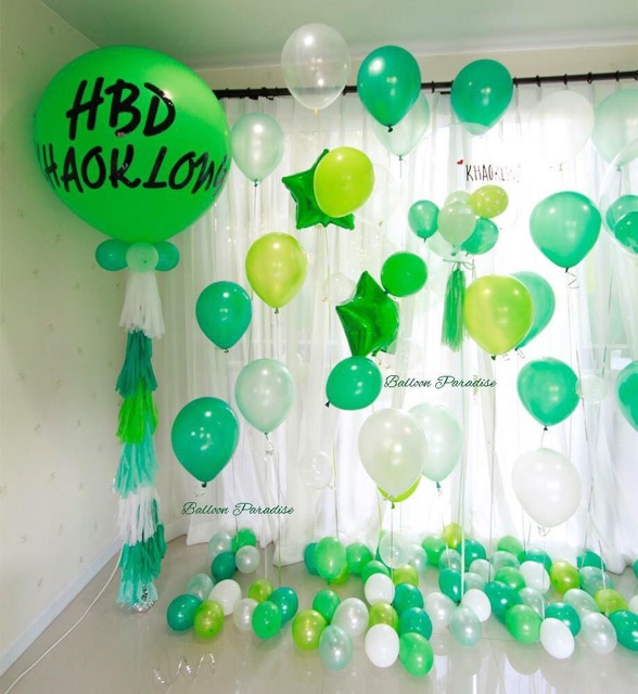 Combo bóng jumbo màu trơn in chữ kèm đầy đủ nguyên liệu tự làm