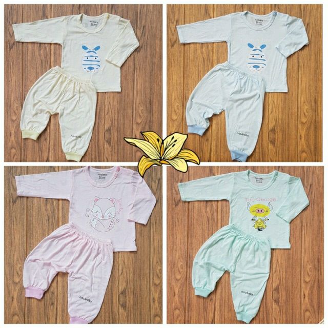 Bộ quần áo sơ sinh vải thông hơi khuya cài vai cho bé ( 100% cotton )