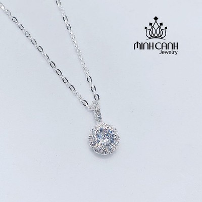 Vòng Cổ Bạc Minh Canh Jewelry Nạm Đá Tròn