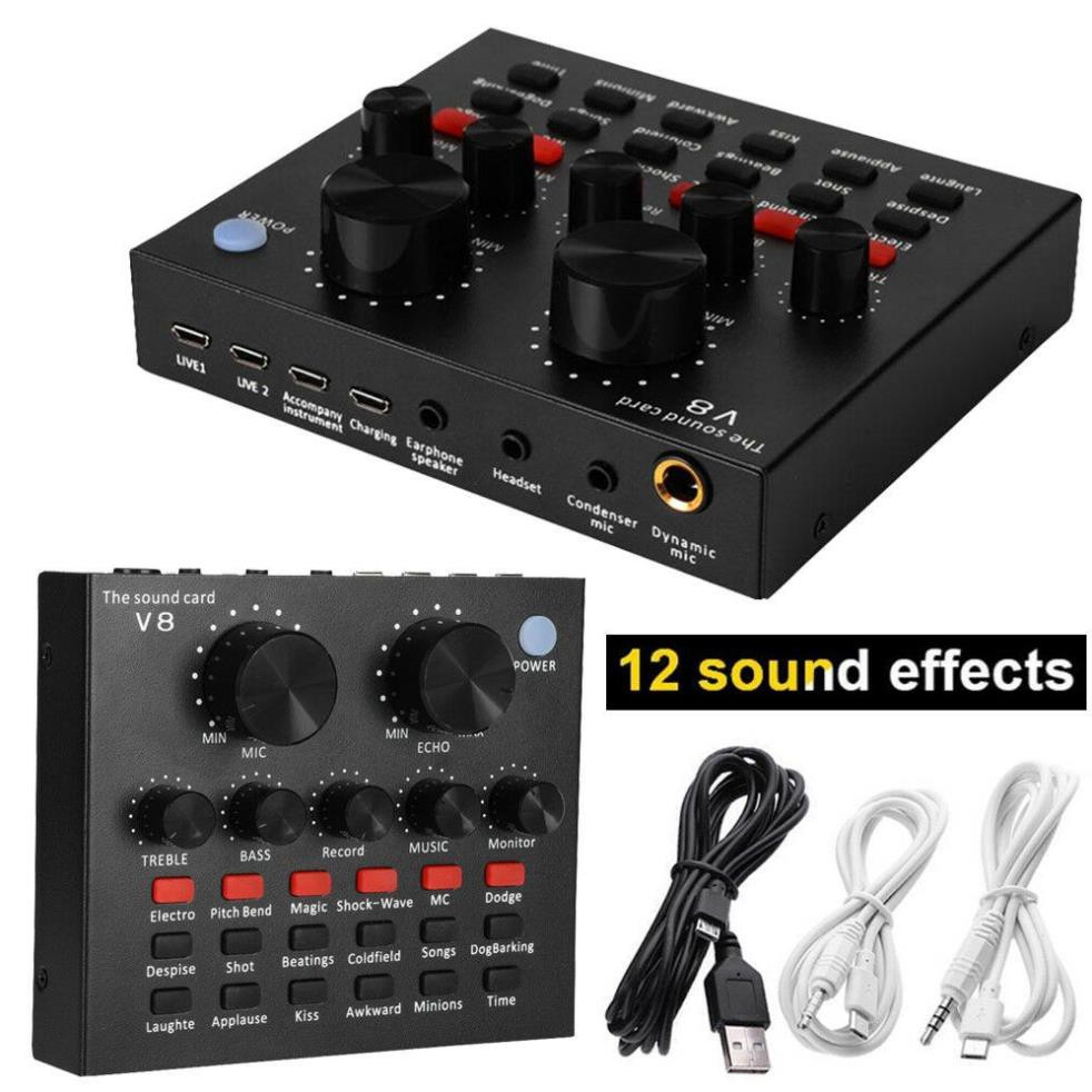 SOUND CARD V8 Chính hãng bản tiếng anh AUTOTUNE có BLUETOOTH âm thanh hay