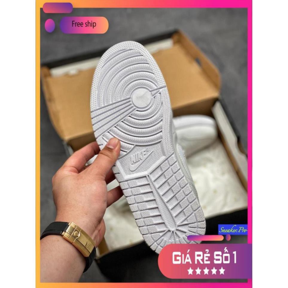 (FULL BOX + QUÀ TẶNG) Giày thể thao AIR Jordan 1 Mid Triple White cổ cao siêu đẹp dành cho nam và nữ | BigBuy360 - bigbuy360.vn