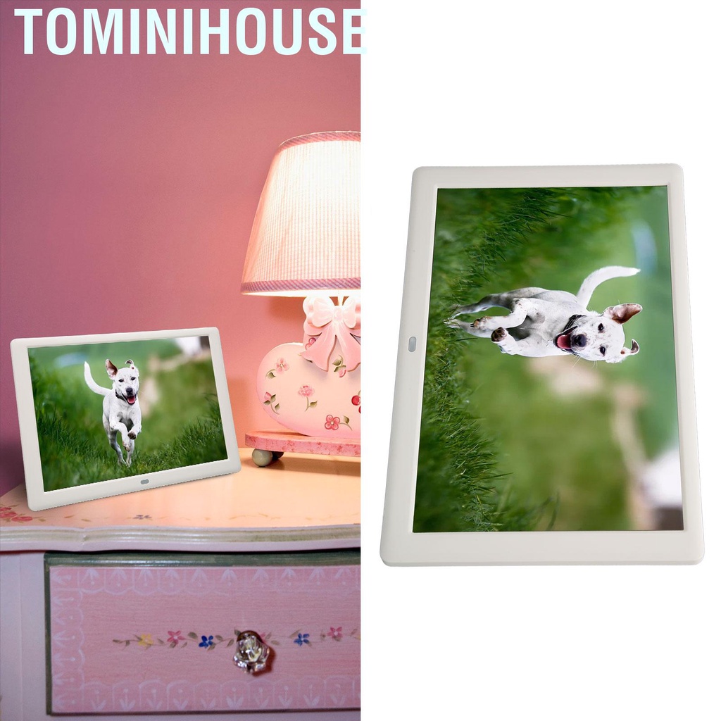 Tominihouse Digital Photo Frame Multifunction 10.1inch IPS HD Screen Support Slide Show Electronic Picture 100‑240V