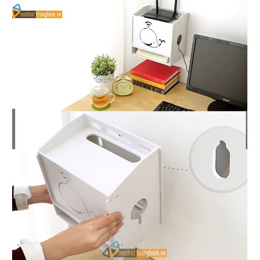 Hộp Đựng Modem Wifi & Ổ Cắm Điện Hình Mặt Cười Tiện Lợi, Gọn Gàng, An Toàn Cho Trẻ Nhỏ