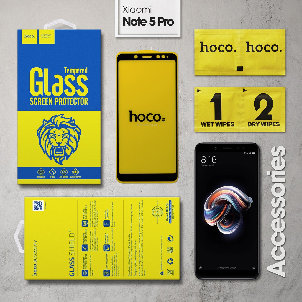 Cường lực Xiaomi Redmi Note 5/5 Pro hiệu Hoco.tw Full viền màu