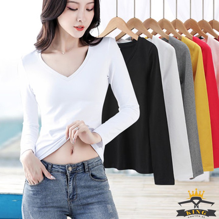 ÁO THUN TAY DÀI NỮ VẢI THUN THÁI SIÊU MỀM MỊN CO GIÃN