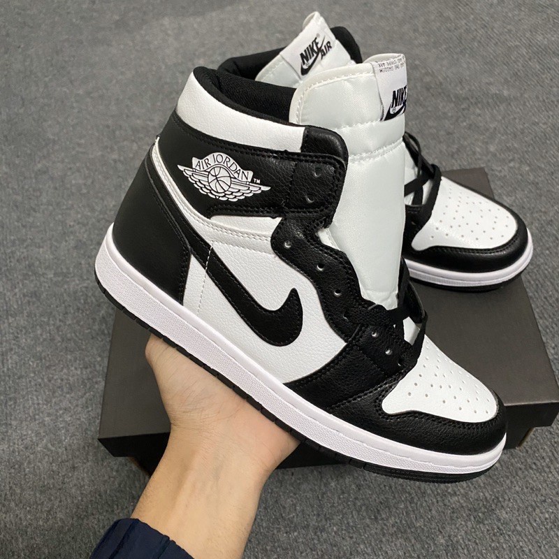 Giày Nike Jordan Cổ Cao JD1 Đen Trắng, Giày Thể Thao Nam Nữ Jordan 1 Panda G04