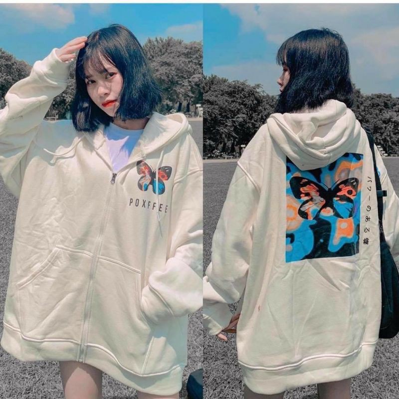 Áo Hoodie Nỉ bông 2 lớp Bướm