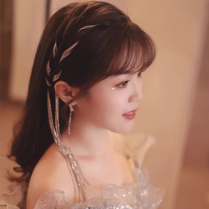 Phụ kiện tóc đính đá nhân tạo phối tua rua xinh xắn cho nữ