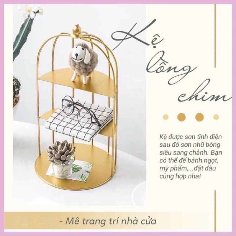 Kệ mỹ phẩm lồng chim 3 tầng