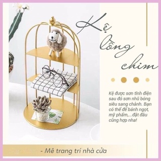 Kệ mỹ phẩm lồng chim 3 tầng