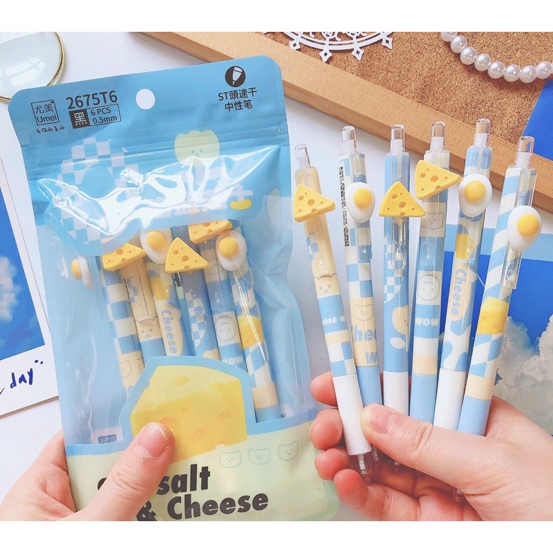 Bút bấm UMEI mực đen ngòi 0.5mm phiên bản Sea salt & Cheese dễ thương Tẻn Tẻn