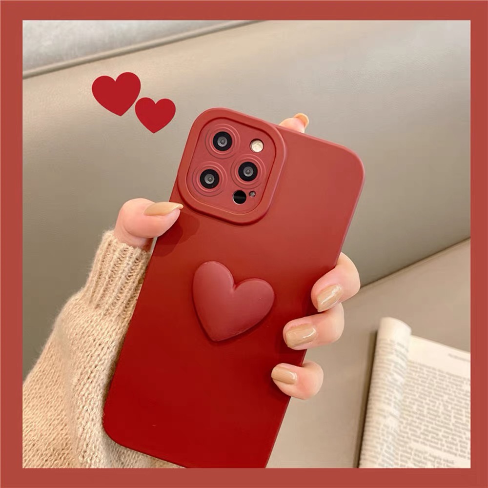 Ốp lưng iphone gắn trái tim đỏ bảo vệ camera 7plus x xsmax 11 11promax 12 12pro 12promax 13 13pro 13proma DT13