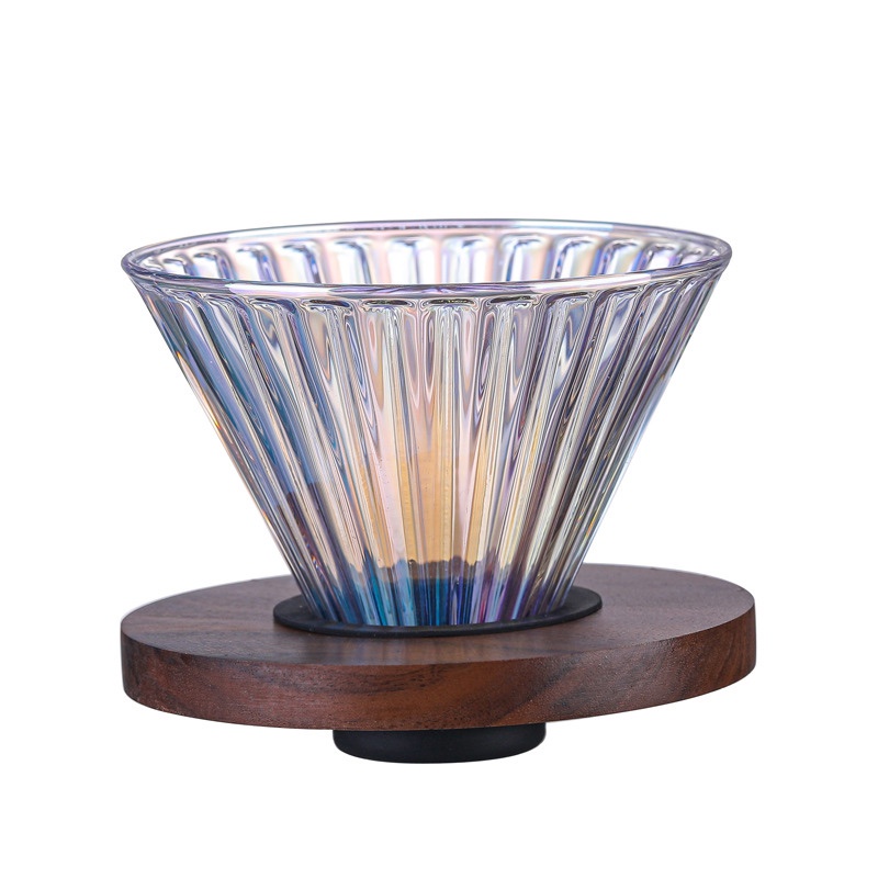 Bình thủy tinh pha Drip cà phê V60 và Phễu pha cà phê thủy tinh giá gỗ dùng giấy lọc