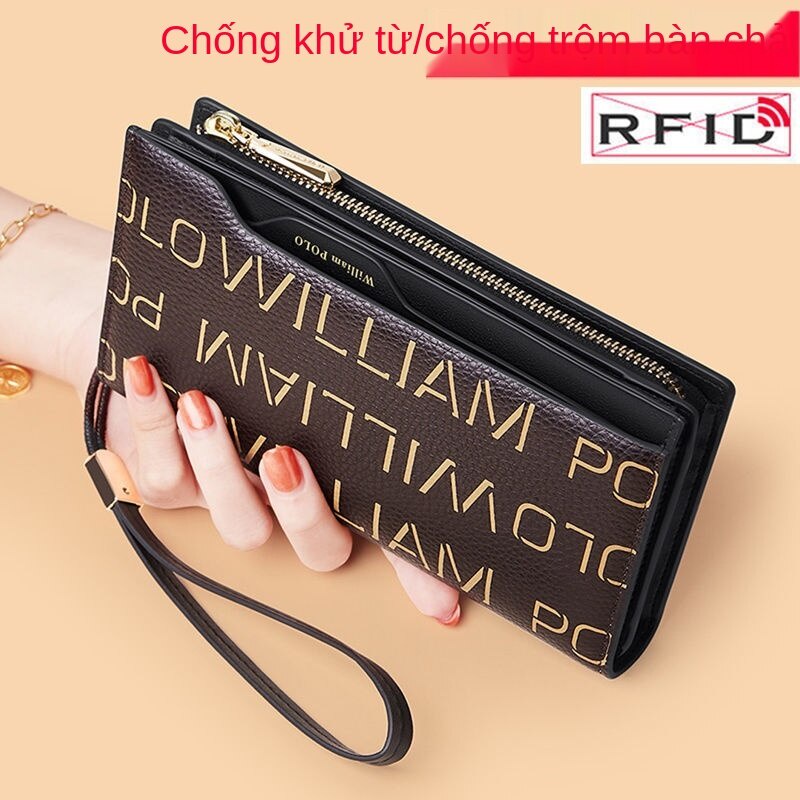 【Spot Free Transport】Emperor Paul Wallet2021New Women's Clothes Genuine Leather Women's Long Large Capacity Zipper Coin Clutch Card Holder