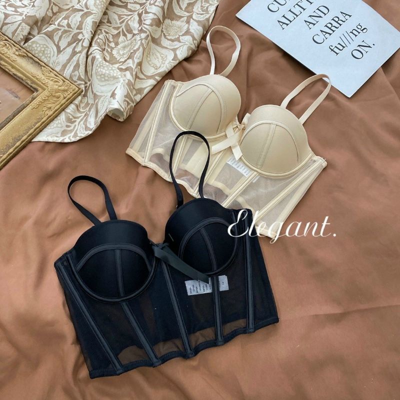 Áo Corset Đính Nơ SIÊU XINH, Có Gọng, Mút Nhẹ, Phong Cách Gợi Cảm Cổ Điển Cs22