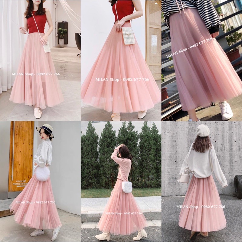 Chân váy công chúa dáng xoè dài 10 mảnh new