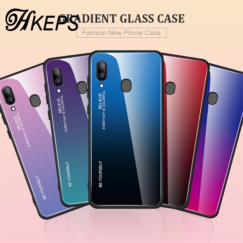 Ốp điện thoại kính cường lực viền silicon 2 màu chuyển đổi độc đáo cho Samsung Galaxy J6 A8 Plus J8 A9 J4 2018