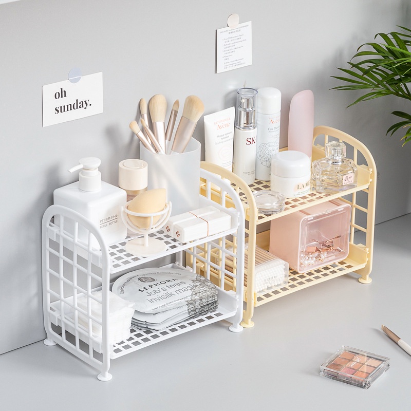 Kệ 2 tầng mini đựng mỹ phẩm, sách vở, đồ nhà bếp