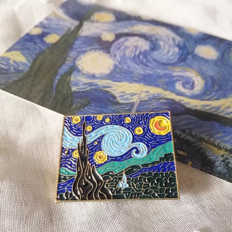 Huy hiệu cài áo và balo hình Van Gogh và tranh Starry Night - ginandtonic