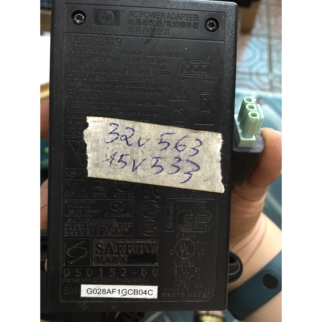 QUA SỬ DỤNG Adapter nguồn máy in scan HP 22v 455 32v 375 940 700 750 625 563 500 250 2500 / 15v 16V 625 500 533 530 ma