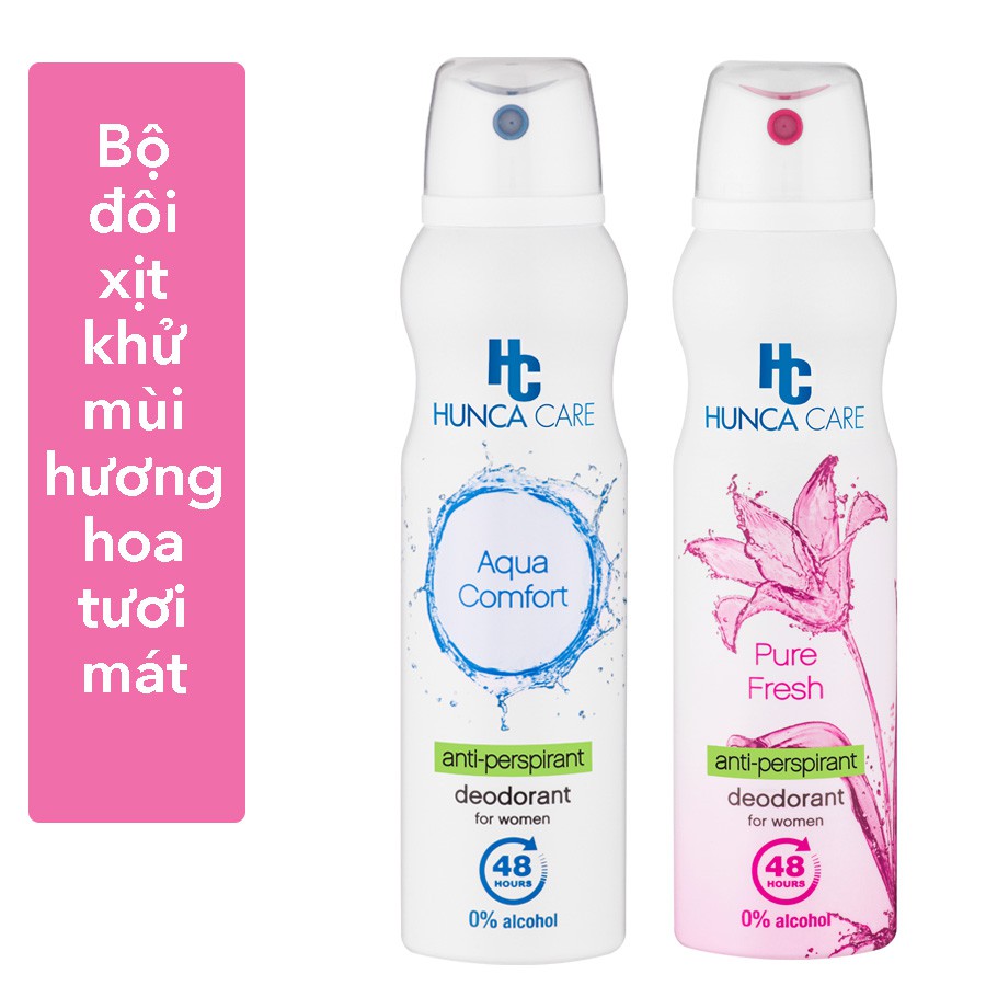 Xịt Khử Mùi 48h Giảm Thâm, Hương Hoa Thanh Mát HUNCA (combo 2x150ml)