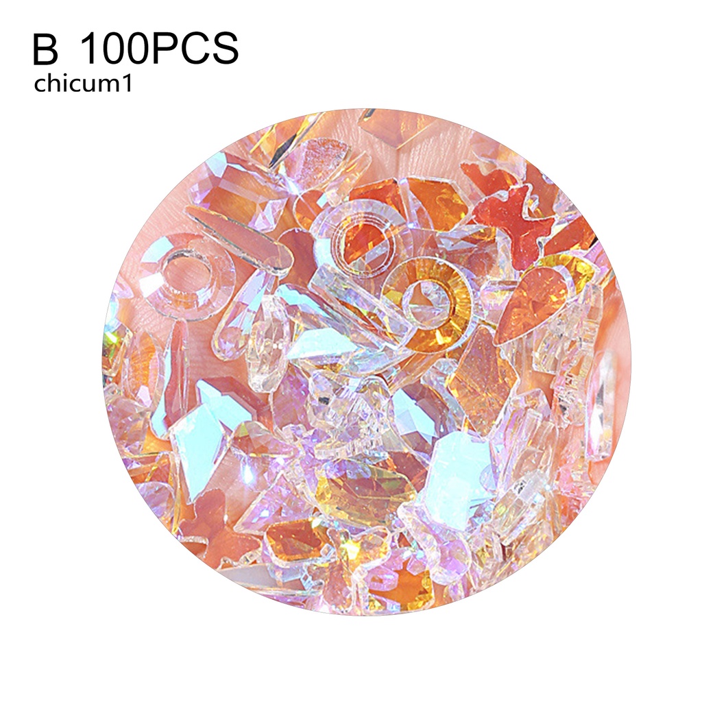 [Hàng mới về] Túi 100 đá pha lê zirconia nhân tạo bền đế dẹt trang trí móng tay