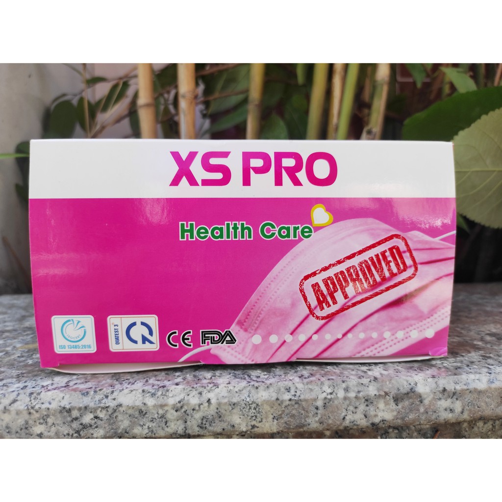 Hộp 50 Khẩu Trang Y Tế Màu Hồng XS PRO 4 Lớp