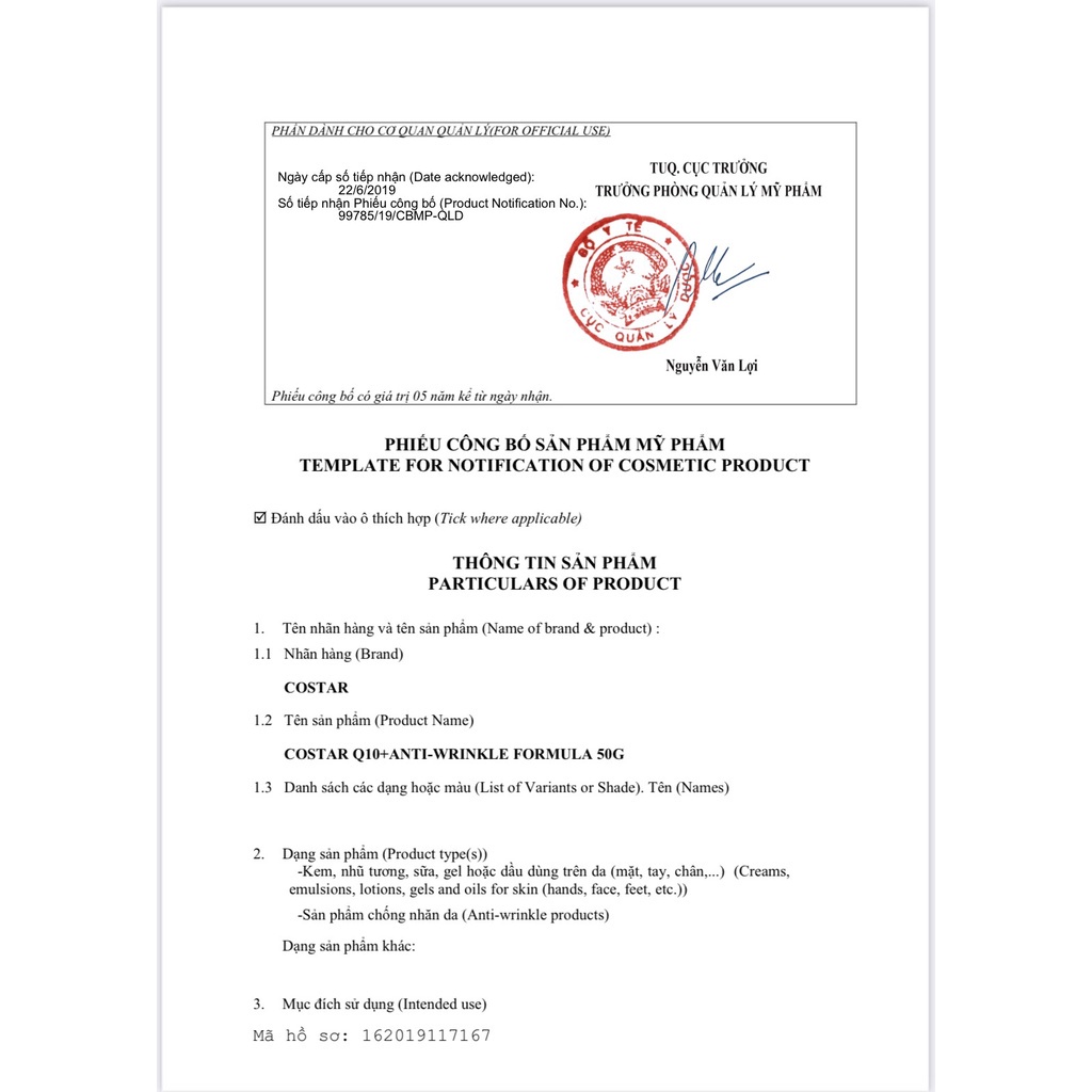 1 Hộp Kem Dưỡng Da Chống Nhăn Nhau Thai Cừu Costar Q10+ Hàng Úc