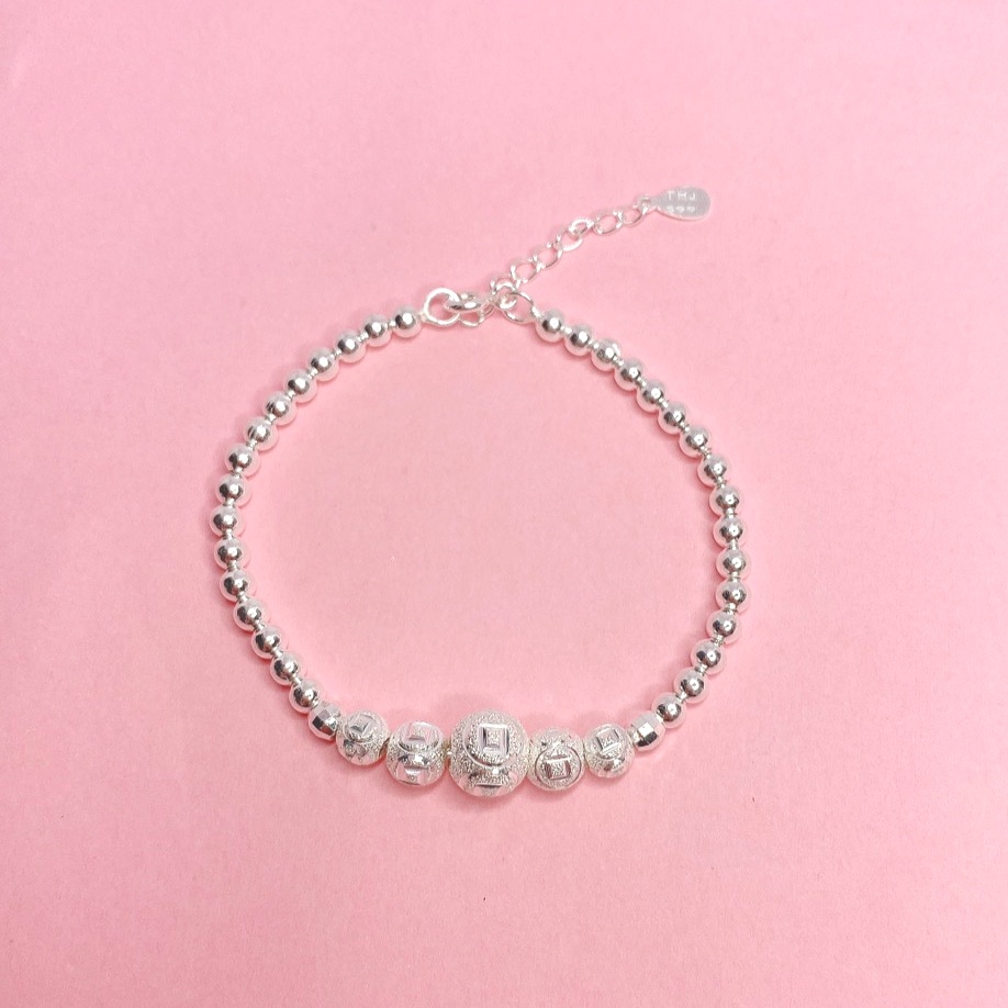 Lắc tay nữ bi bạc, Vòng tay nữ chất liệu bạc ta cao cấp - Trang sức bạc Evasilver