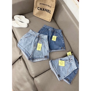 Quần sọt jeans chữ A ống rộng vải dày dặn ko giãn