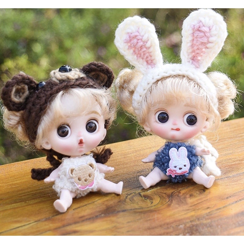 Búp bê dễ thương 11cm ob11 BJD mắt 3D kích thước 1/12 xinh xắn đồ chơi cho bé gái bao gồm hộp đựng