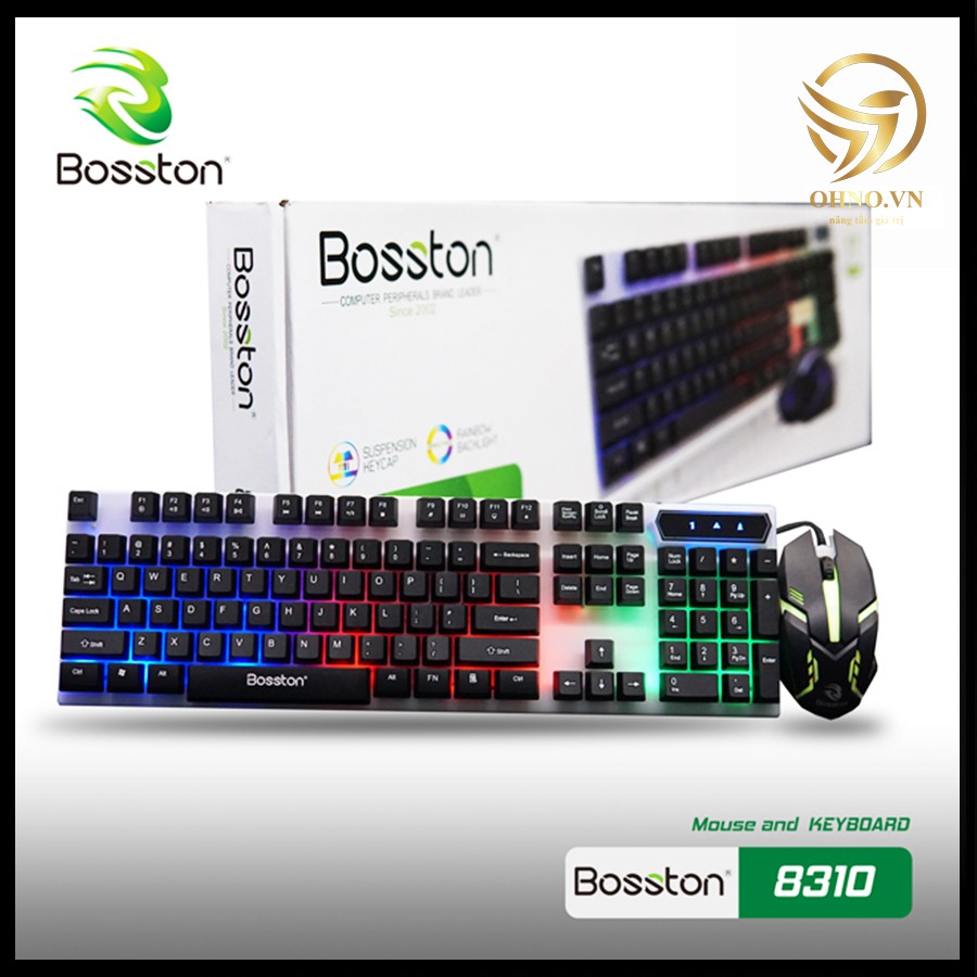 [Mã SKAMPUSHA7 giảm 8% đơn 250k]Combo Chuột Bàn Phím Cơ Bosston Bàn Phím Giả Cơ Led Gaming Có Dây Chơi Game