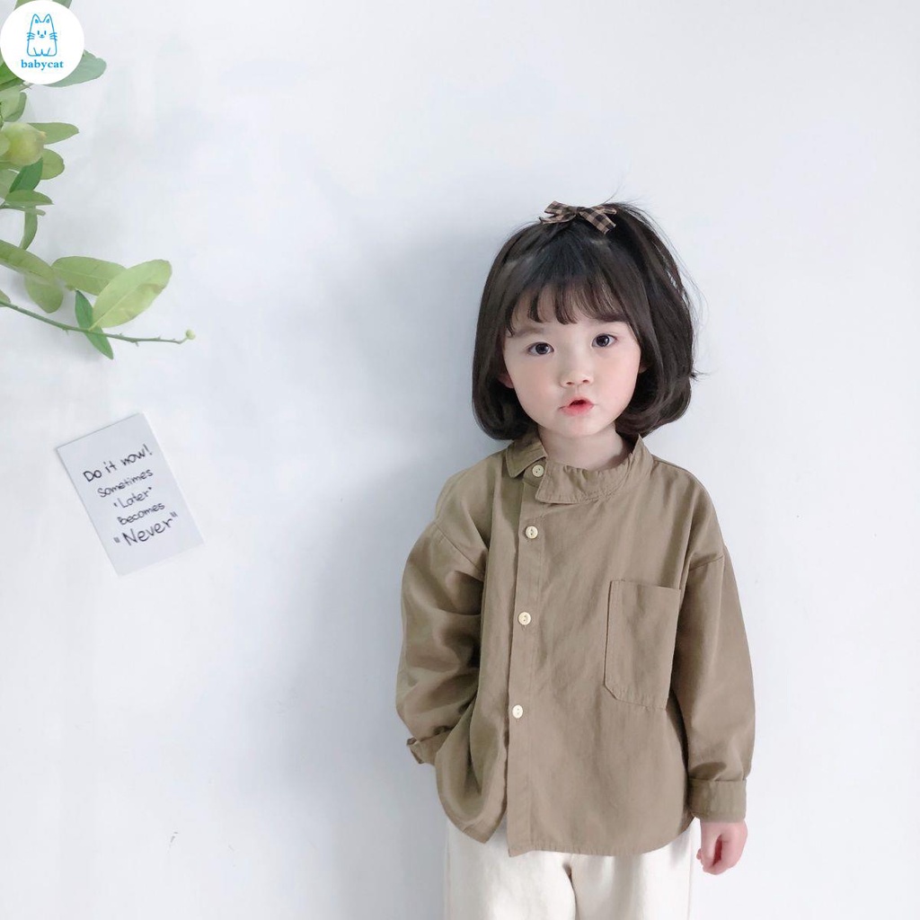 [babycat] Hàng Có Sẵn Áo Sơ Mi Cotton Lanh Thiết Kế Cổ Bẻ Phong Cách Hàn Quốc Nhật Bản Thời Trang Mới 2021