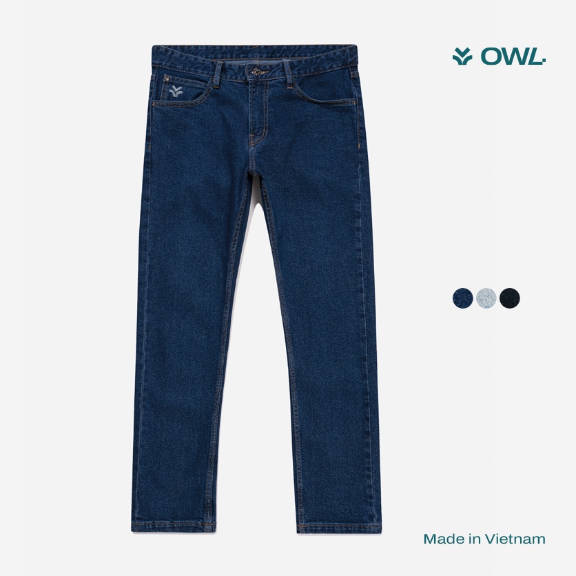 OWL BRAND® BASIC SLIM JEANS - Quần jeans dài ống suông / Xanh đậm - OWL140222
