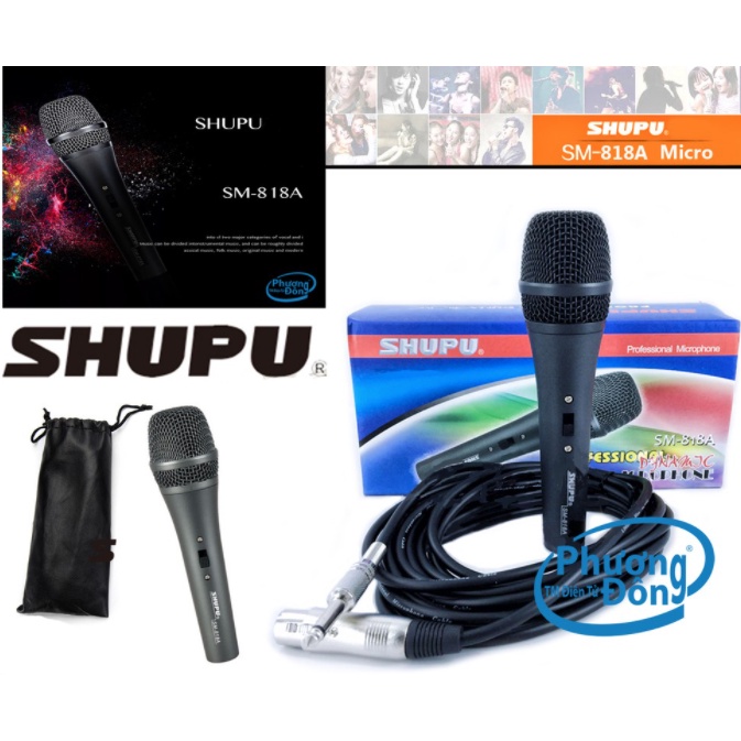 [FREESHIP] MIC KARAOKE CÓ DÂY SHUBOLE K-1 II, SHUPU SM-818A CAO CẤP