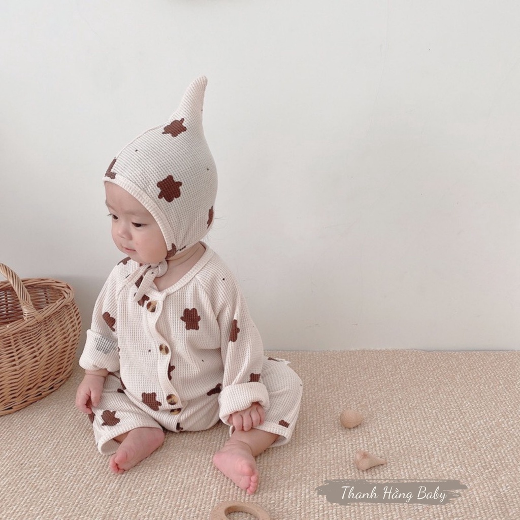 Body Dài Tay Cho Bé Trai Bé Gái Trẻ Sơ Sinh Kèm Mũ, Body Sleepsuit Liền Thân Cho Bé Thanh Hằng Baby 5 - 13 Kg