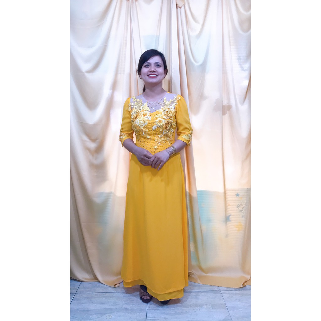 đầm trung niên dạ hội phối hoa sang trọng