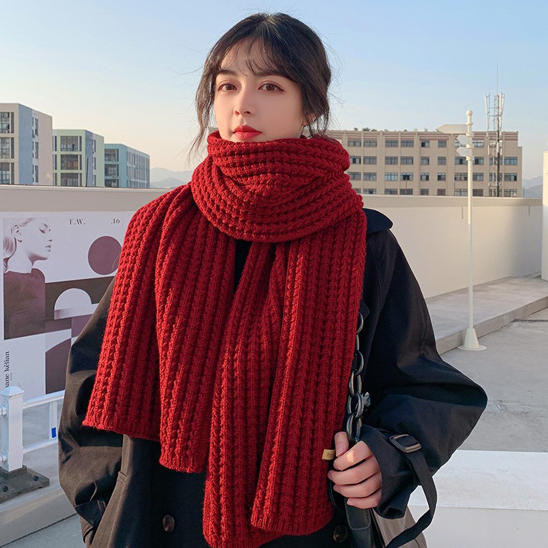 Khăn Len Dệt Kim Phong Cách Ulzzang Hàn Quốc Bản To (Ảnh Thật)