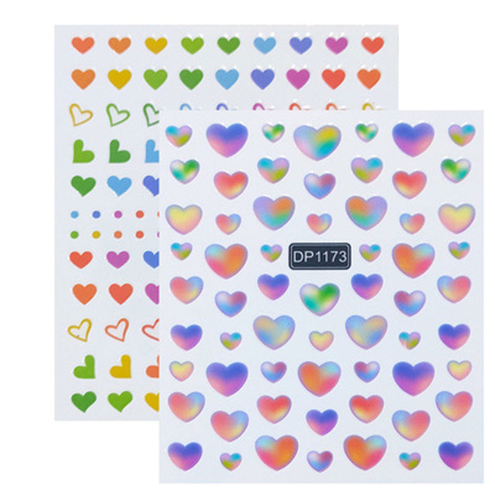 [Hàng mới về] Sticker dán móng tay tự dính DIY họa tiết trái tim 3D nhiều kiểu tùy chọn dễ thương dành cho bạn nữ