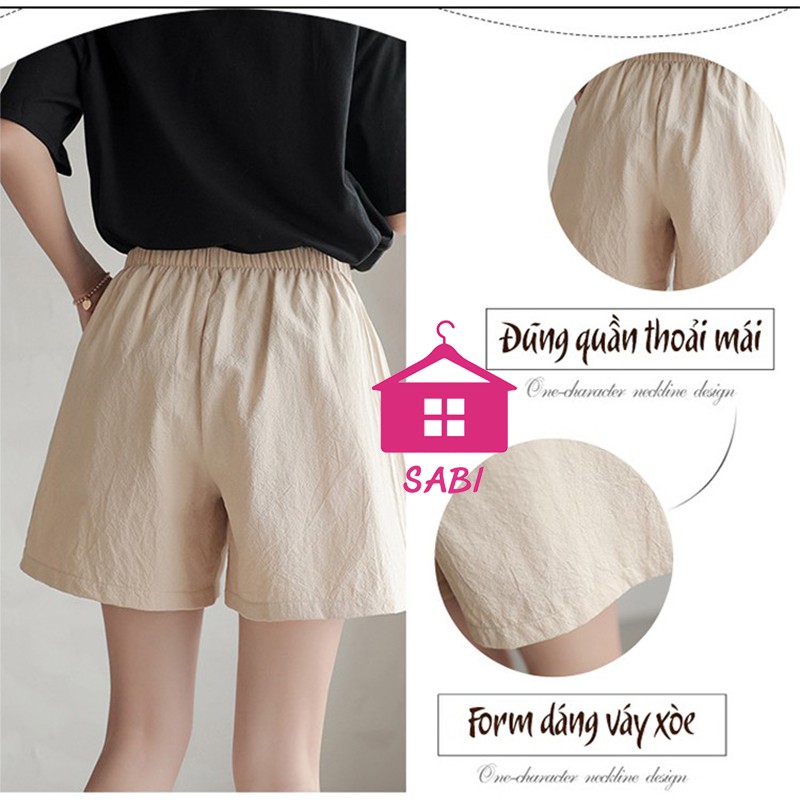 [BÁN SỈ] Quần đùi đũi vải cạp chun ống rộng [FREE SIZE DƯỚI 60KG] - Quần short nữ SABI SHOP