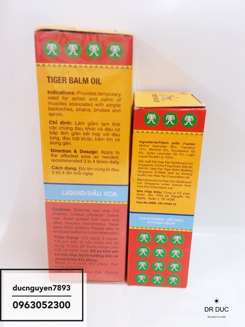 [CHÍNH HÃNG] DẦU XOA BÓP TIGER BALM OIL