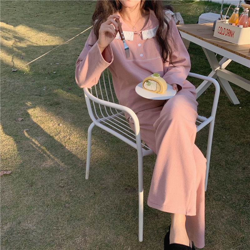 Bộ đồ ngủ dài tay phong cách Hàn Quốc thời trang cho nữ