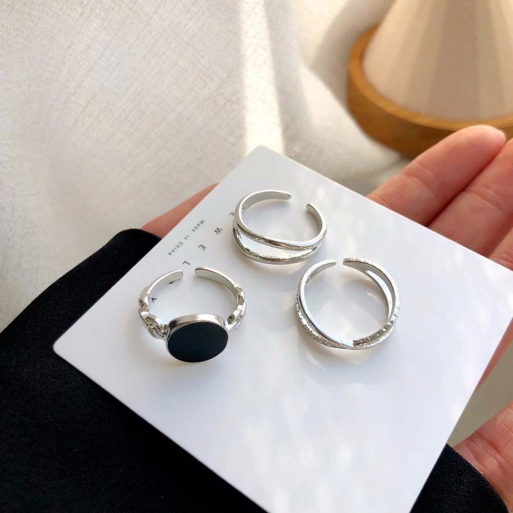 Bộ 3 nhẫn đeo khớp ngón tay kim loại phong cách Hàn Quốc cổ điển thời trang cho nữ