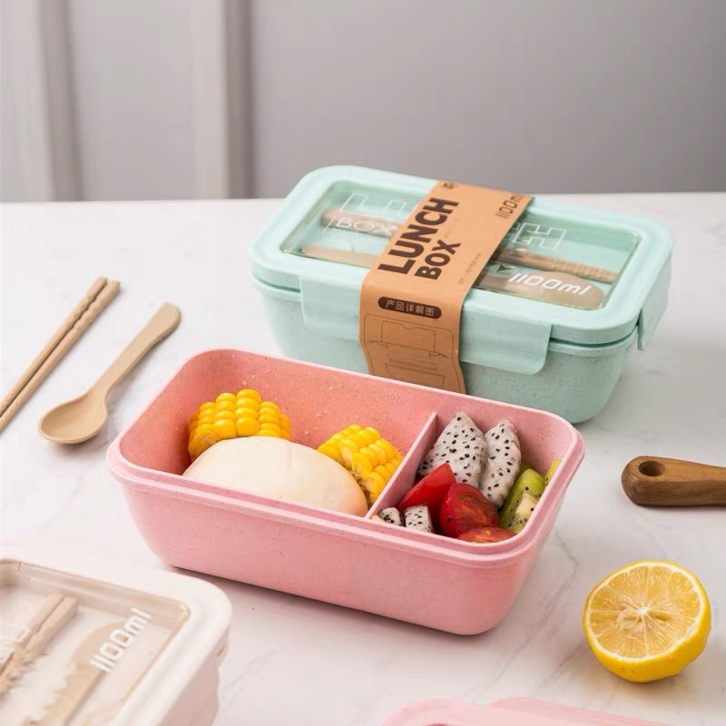 Hộp cơm giữ nhiệt lúa mạch an toàn cho sức khỏe RUGUO 1100ml cho dân văn phòng tặng kèm đũa thìa cao cấp | BigBuy360 - bigbuy360.vn