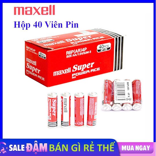 Hộp 40 Viên Pin AA Maxell Super Đỏ (2A -1.5V)  dùng cho các thiết bị cần năng lượng cao