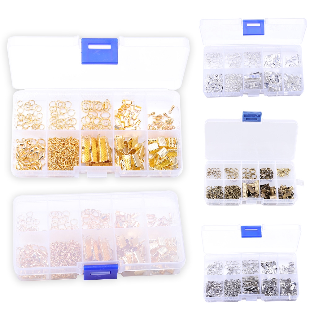 200pcs/set Beads Craft Necklace Bracelet Clothing Earring Jewelry Accessory DIY Decoration Clasp Starter Kit