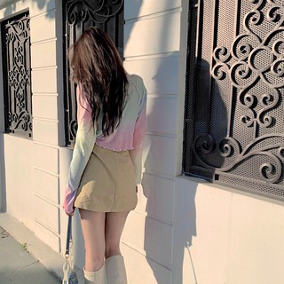Usthebasic - Áo Croptop Tie-Dye tay dài