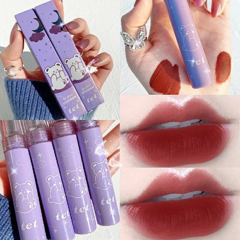[Hàng mới về] Son kem màu nhung lì vỏ in hình gấu dễ thương chất lượng cao | BigBuy360 - bigbuy360.vn