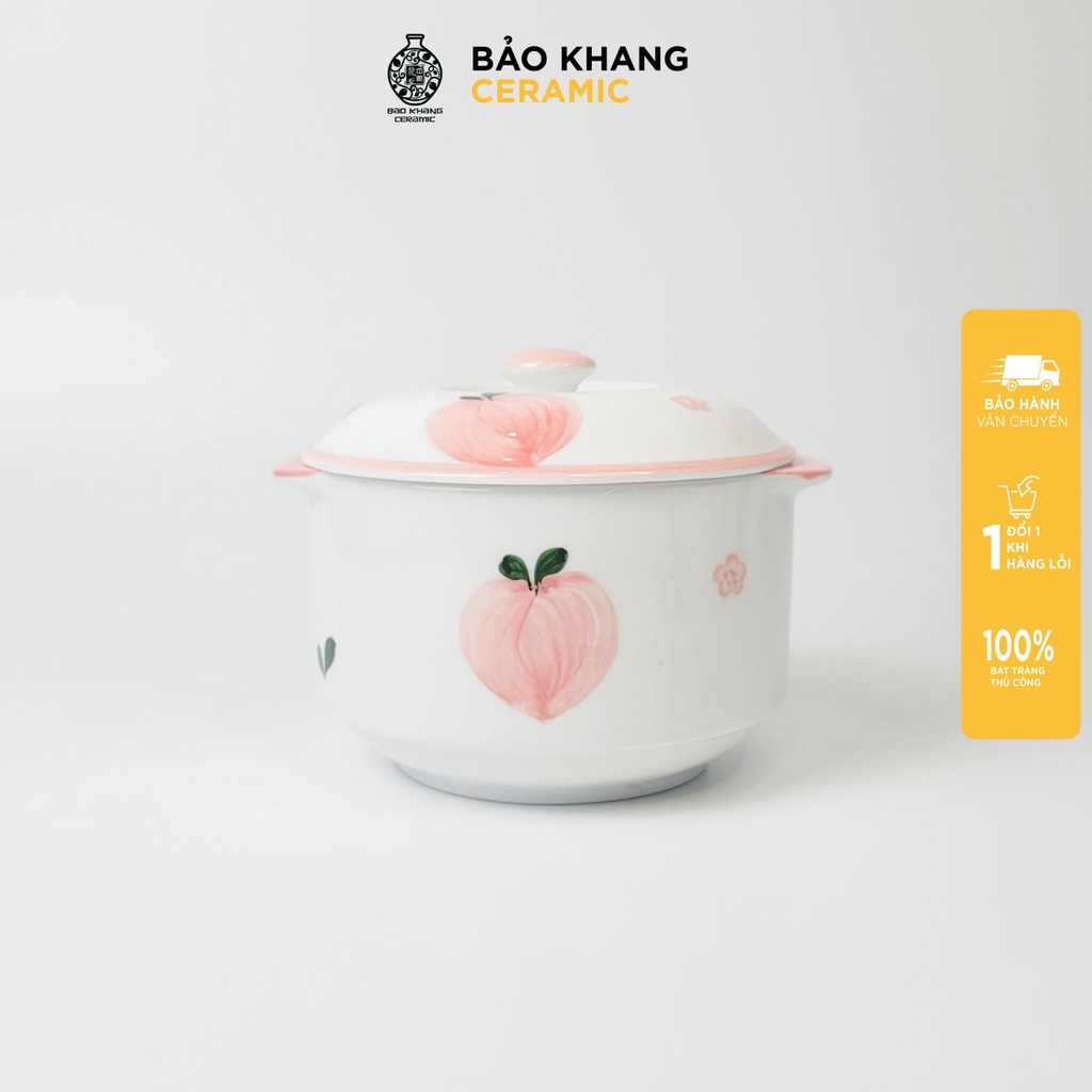 Thố chưng yến - bát chưng yến 600ml họa tiết vẽ tay thủ công men cao cấp Gốm Sứ Bát Tràng